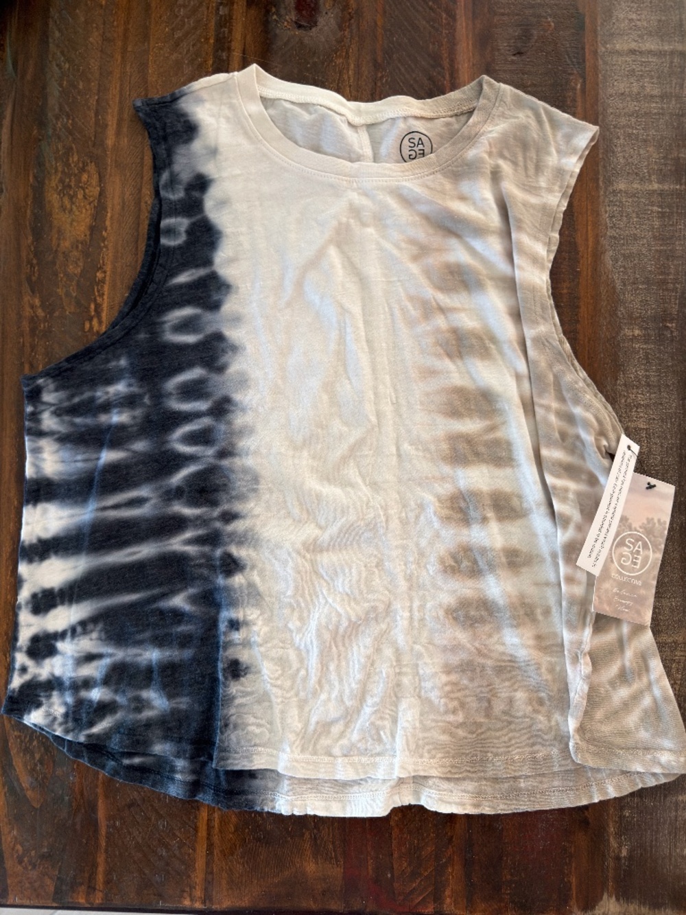 Sage Collective Tie-Dye Muscle Tank Top in Stucco